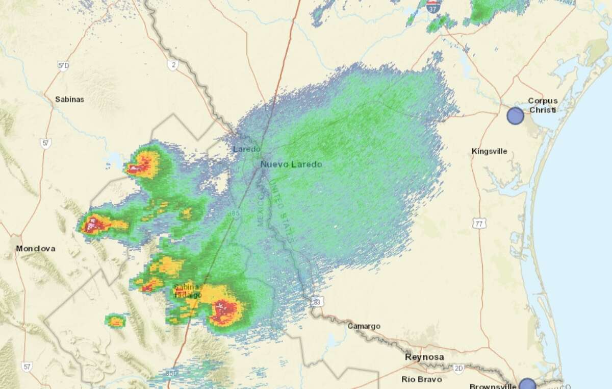 Pictured is radar over Los Dos Laredos on Sunday, May 7, 2023 at 5 p.m.
