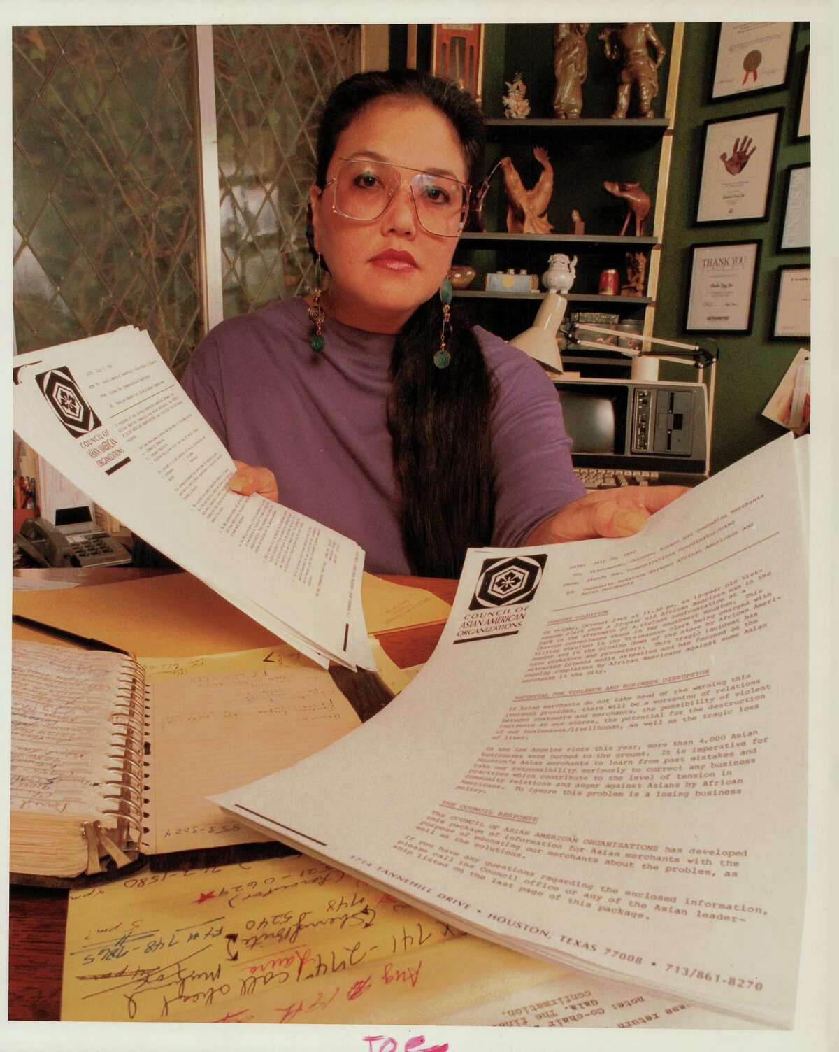 An image of Glenda Joe, owner of Great Wall Enterprises, from the Houston Chronicle archive.