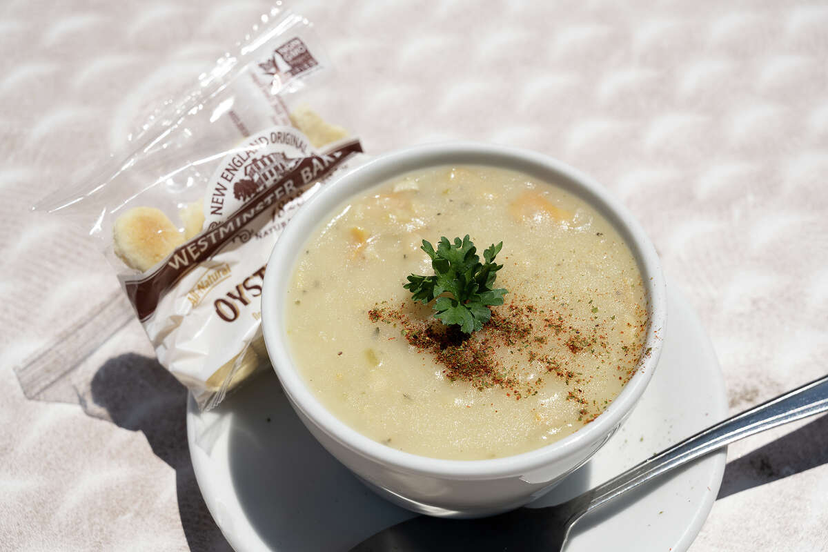 Clam chowder at Barbara's Fishtrap in Half Moon Bay, Calif., on May 4, 2023.