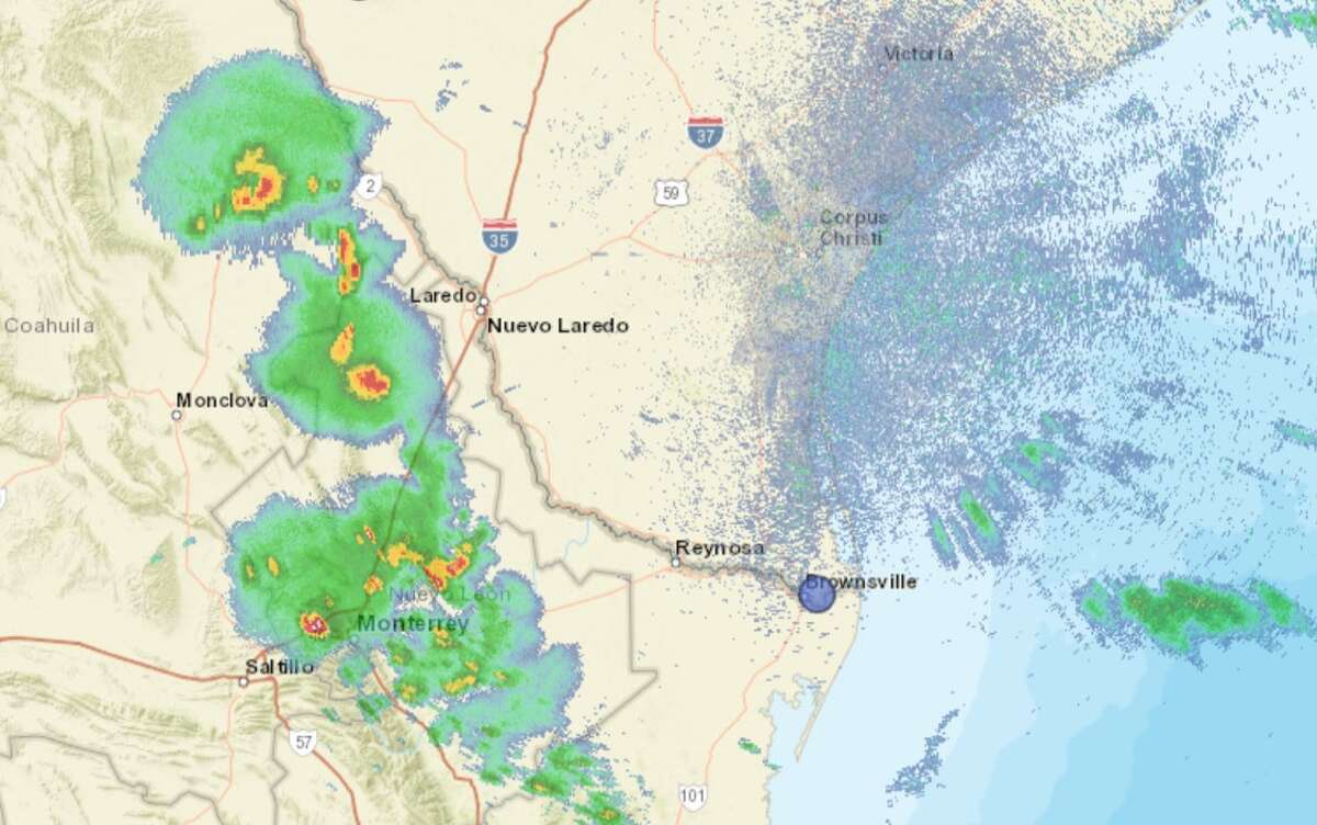 Pictured is Laredo's radar for 8 p.m. on Sunday, May 8, 2023.