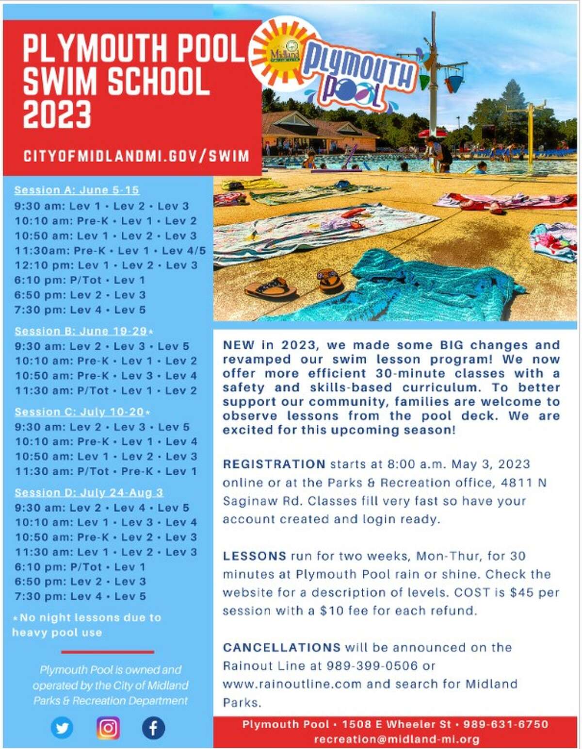 Registration for Plymouth Pool swimming lessons now open