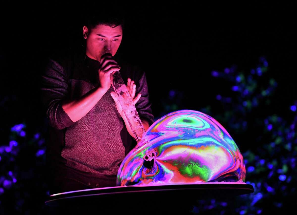 Bubble artist Deni Yang performs at Discovery Cube Science Center in Santa Ana, Calif. The science museum is just minutes from Disneyland Resort in Anaheim.