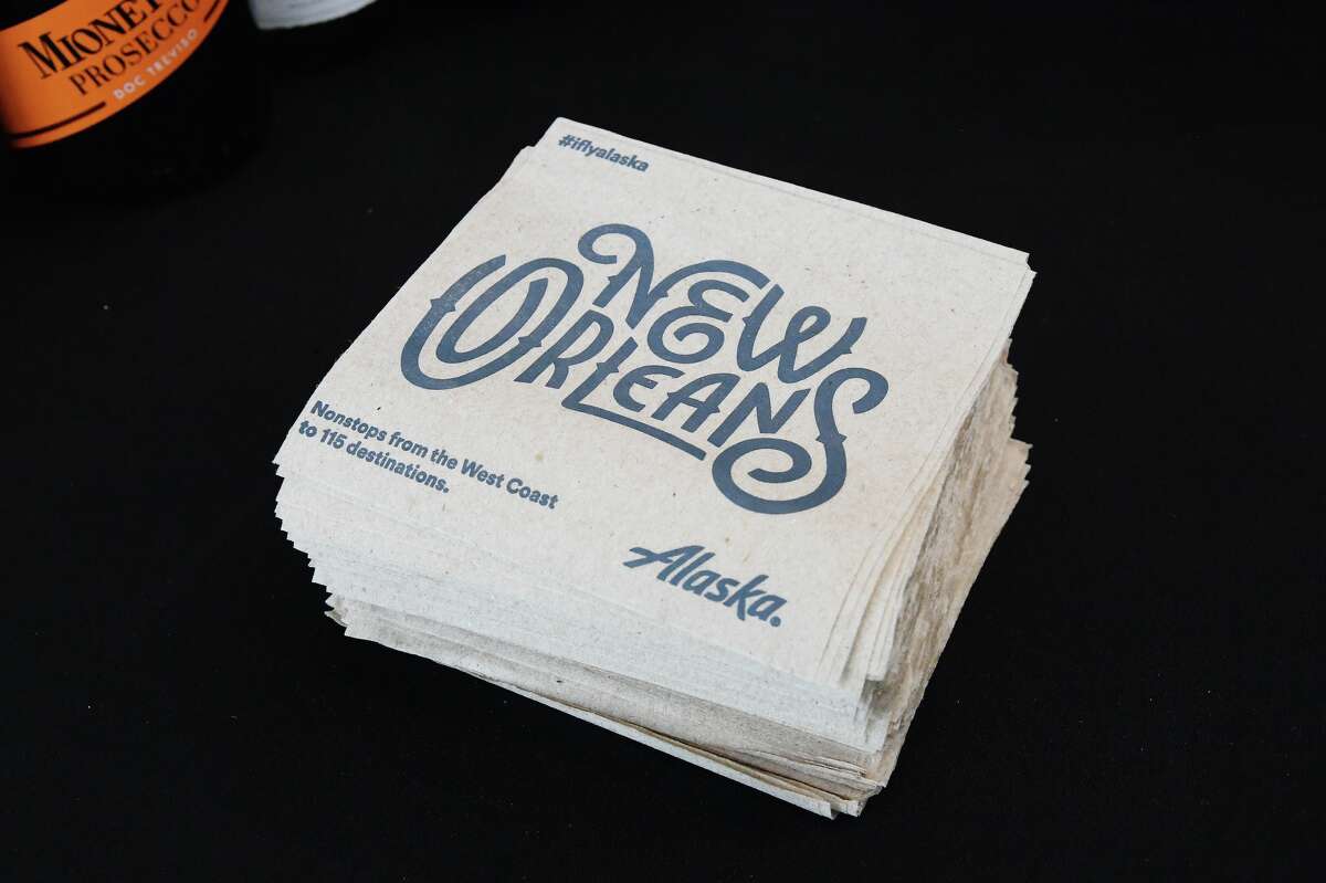 Alaska Airlines napkins on display during the Human Rights Campaign on March 30, 2019, in Los Angeles.