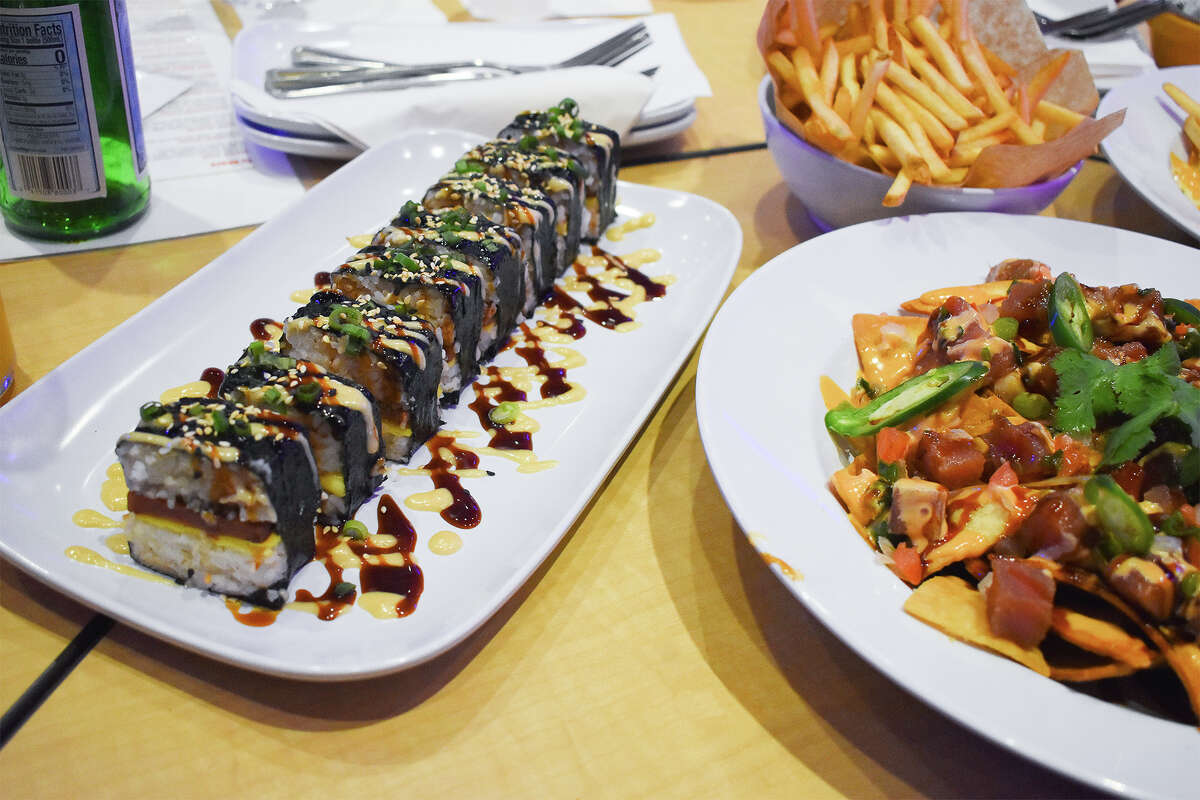 Teriyaki spam and poke nachos from Sam Choy's Ohana Diner inside Bowl Incline in Incline Village, Nev.