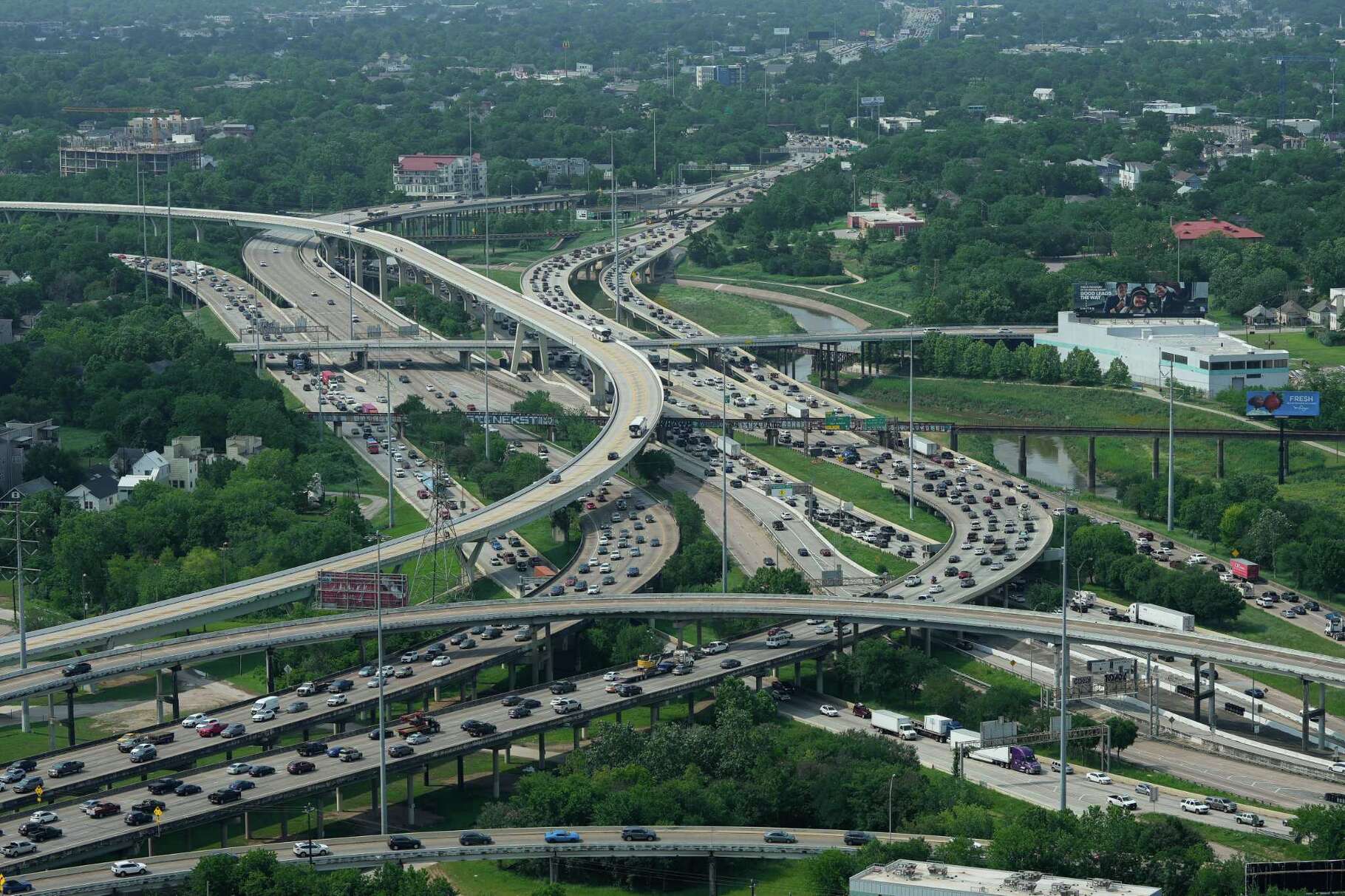 Interstate 45 and Interstate 10 on the north side of downtown are photographed Thursday, May 11, 2023, in Houston.