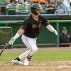 Tri-City ValleyCats batter Jakob Goldfarb heads for first during the season opener against Trois-Rivieres Aigles on Friday, May 12, at Joseph L. Bruno Stadium in Troy, NY.
