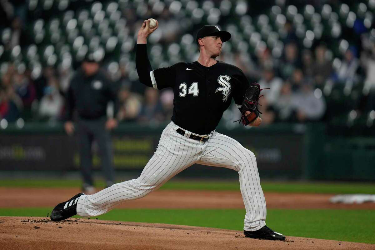 Chicago White Sox starting pitcher Michael Kopech throws during the first inning of a baseball game against the Houston Astros, Friday, May 12, 2023, in Chicago.