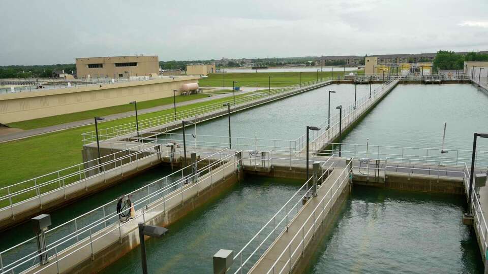 Treatment basins at the Southeast Water Purification Plant, 3100 Genoa Red Bluff Rd., are shown Tuesday, May 9, 2023, in Houston.