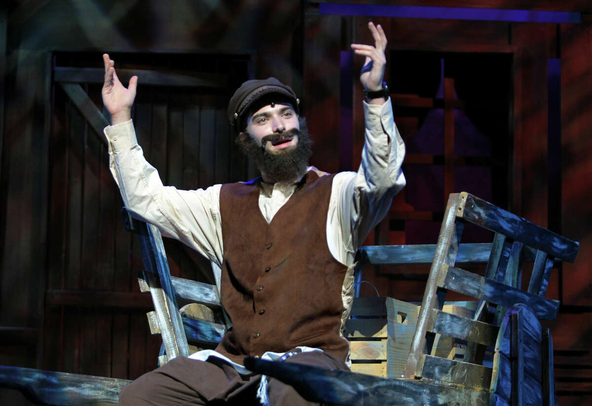 Jack Glass as Tevye performs during dress rehearsal of Fiddler on the Roof at Greenwich High School on Tuesday May 16, 2023 at the school in Greenwich, Connecticut.  The performances are on May 18, 19, and 20 at 7 p.m. at the GHS Performing Arts Center.