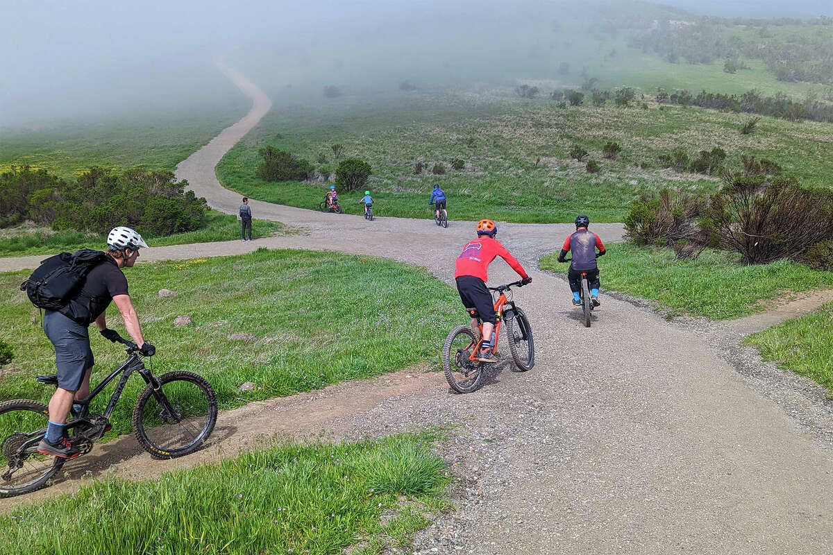 Biking the Russian Ridge Open Space Preserve in the the Santa Cruz Mountains where the pesky Bay Area fog could cloud the incredible views.