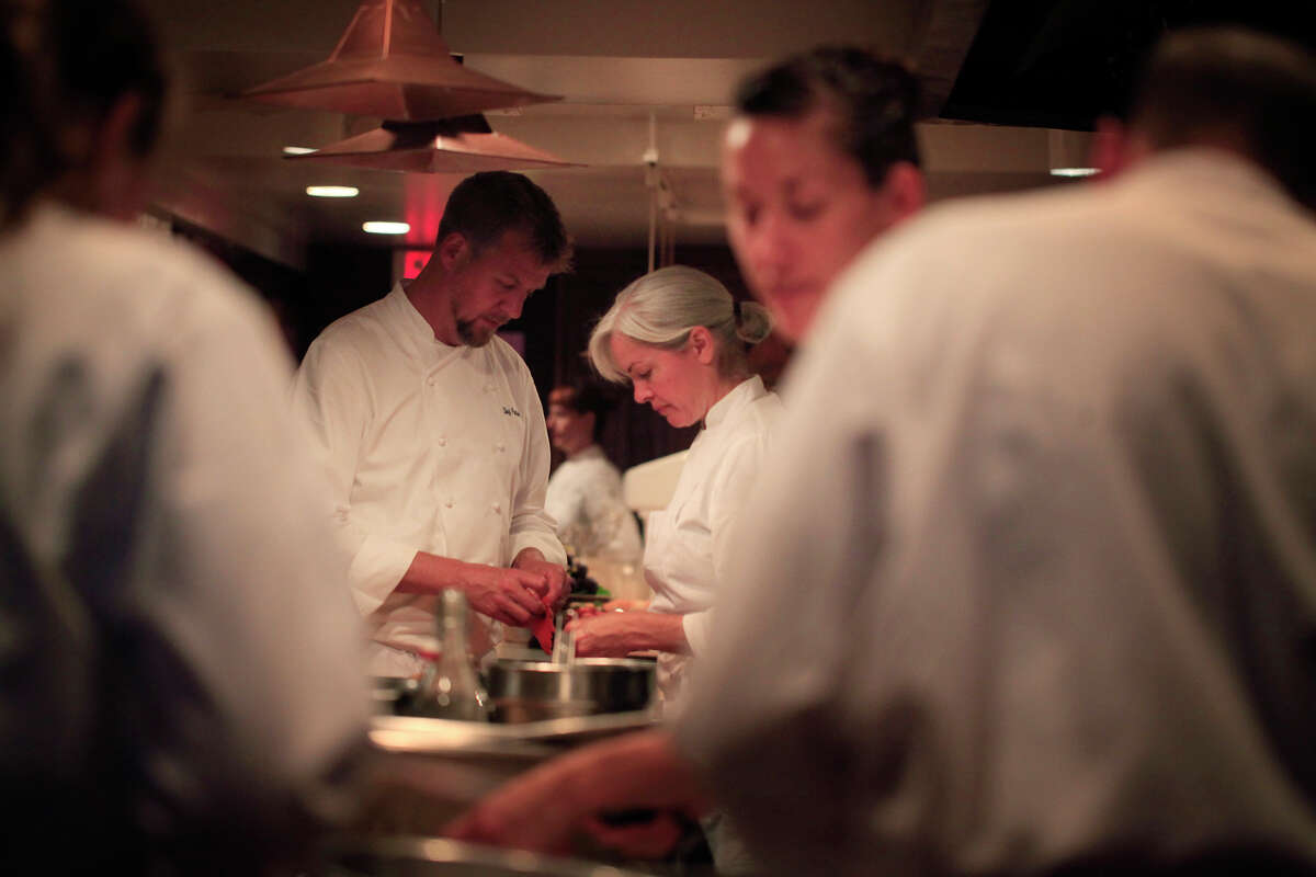 FILE: Chef Cal Peternell and co-chef Amy Dencler prep for dinner at Chez, Panisse, on Monday June, 24, 2013 in Berkeley, Calif.