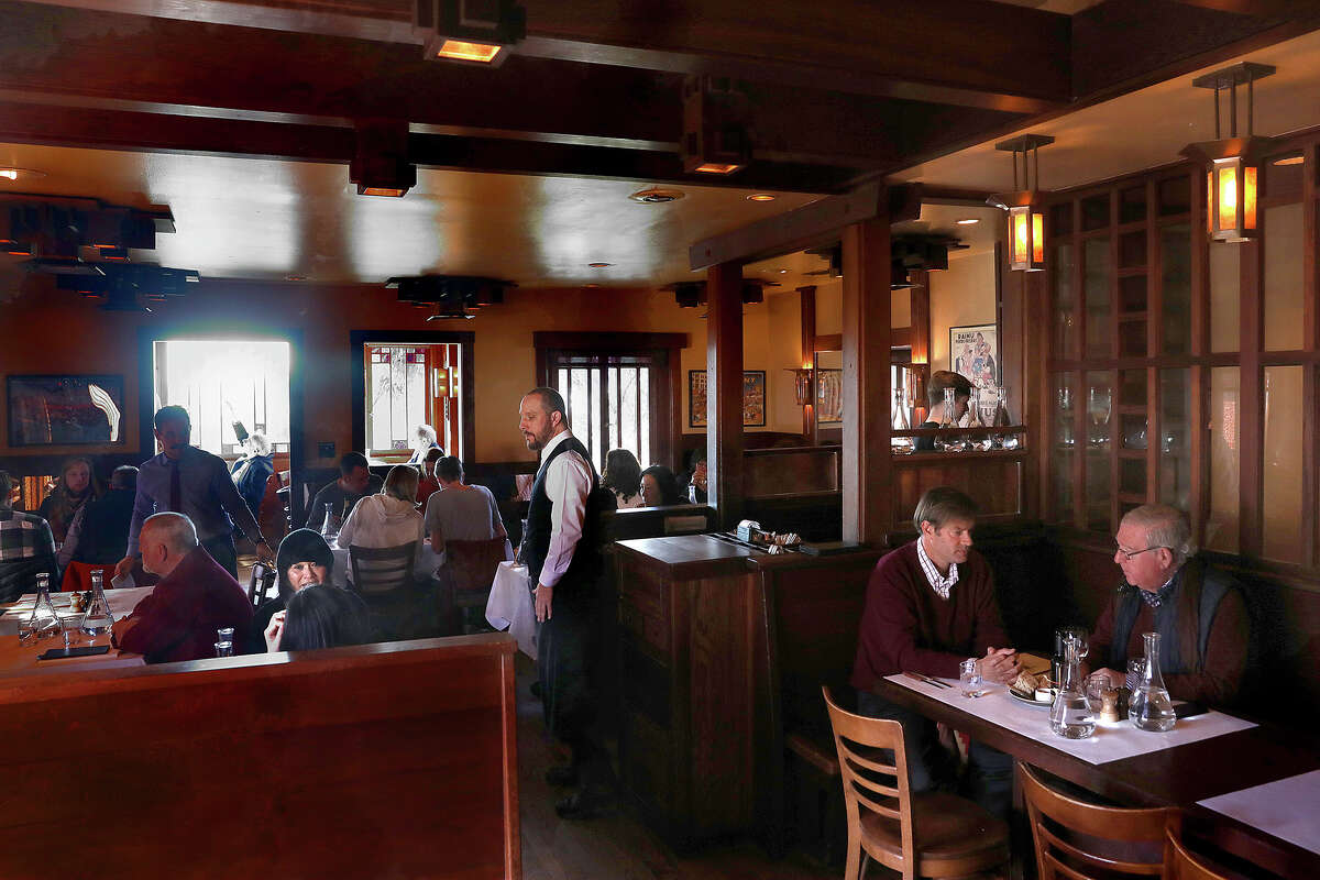 FILE: Overview of the Chez Panisse cafe upstairs during lunch time as seen on Wednesday, Feb. 20, 2019, in Berkeley, Calif. 