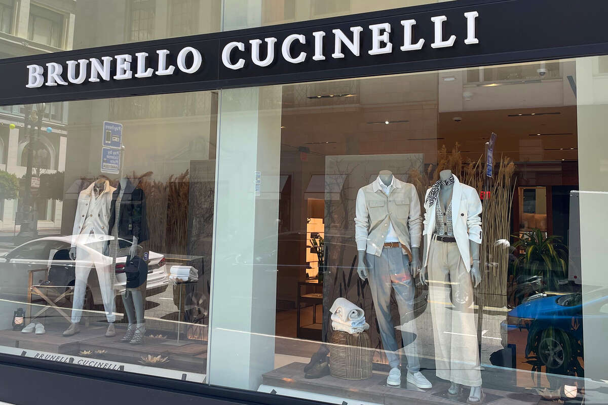 A view of the Brunello Cucinelli storefront in downtown San Francisco near Union Square on Wednesday, May 17, 2023. 