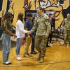 Nederland High School students took an oath of enlistment to three branches of the United States Military at the school's military signing event Thursday. Photo taken May 18, 2023. Photo by Olivia Malick/The Enterprise