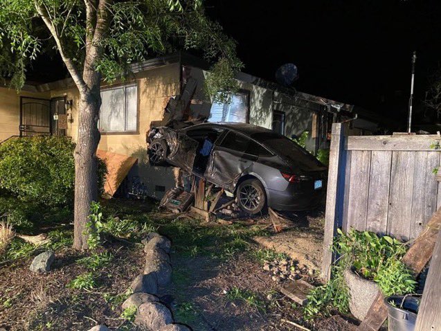 Bay Area sheriff says his wife crashed Tesla into a house