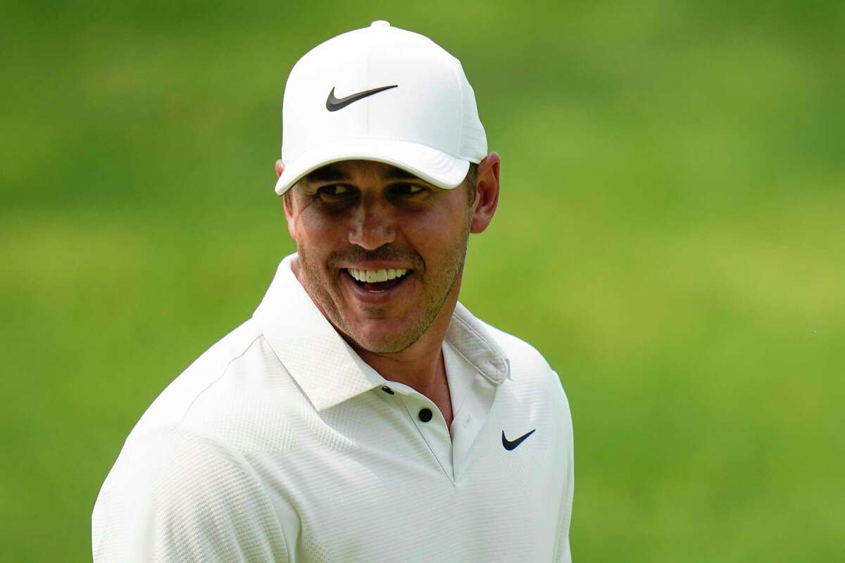 Brooks Koepka smiles on the second hole during the final round of the PGA Championship golf tournament at Oak Hill Country Club on Sunday, May 21, 2023, in Pittsford, N.Y.