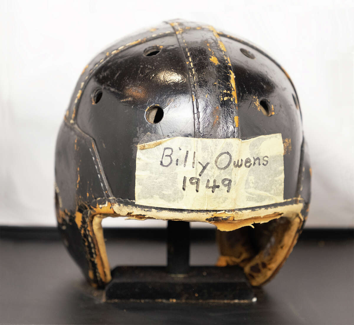 Billy Owens' helmet on display at the Thursday Night Lights exhibit at the Bryan Museum in Galveston