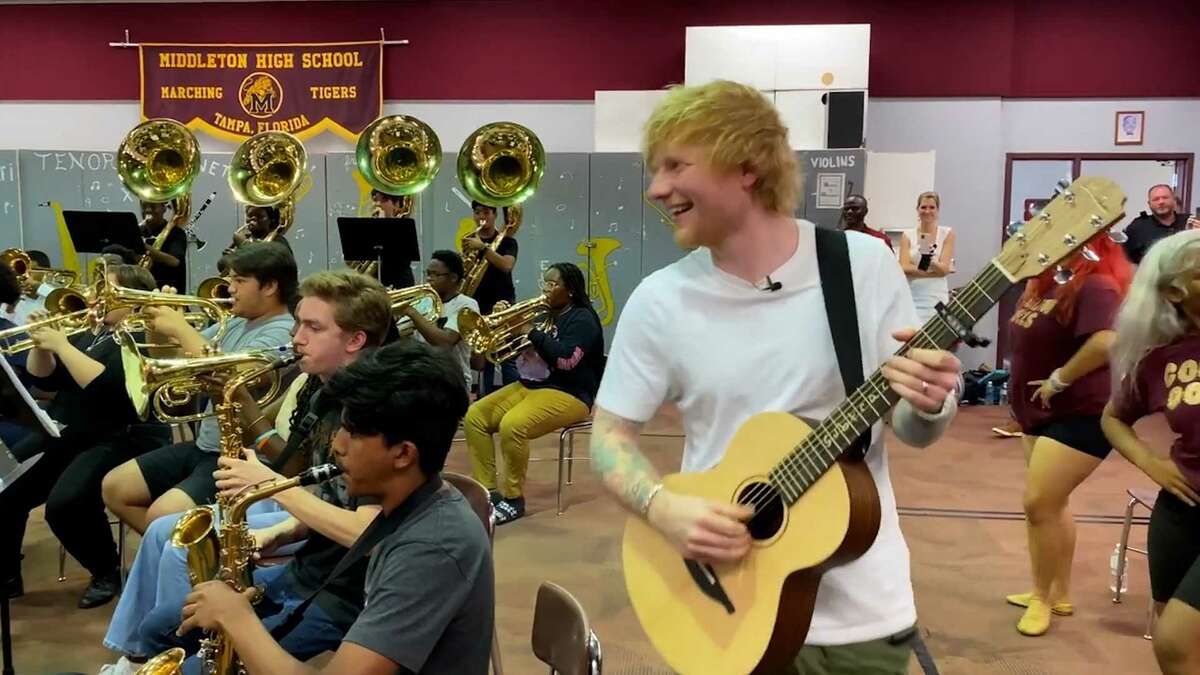 WATCH Ed Sheeran surprises band students with performance in Florida