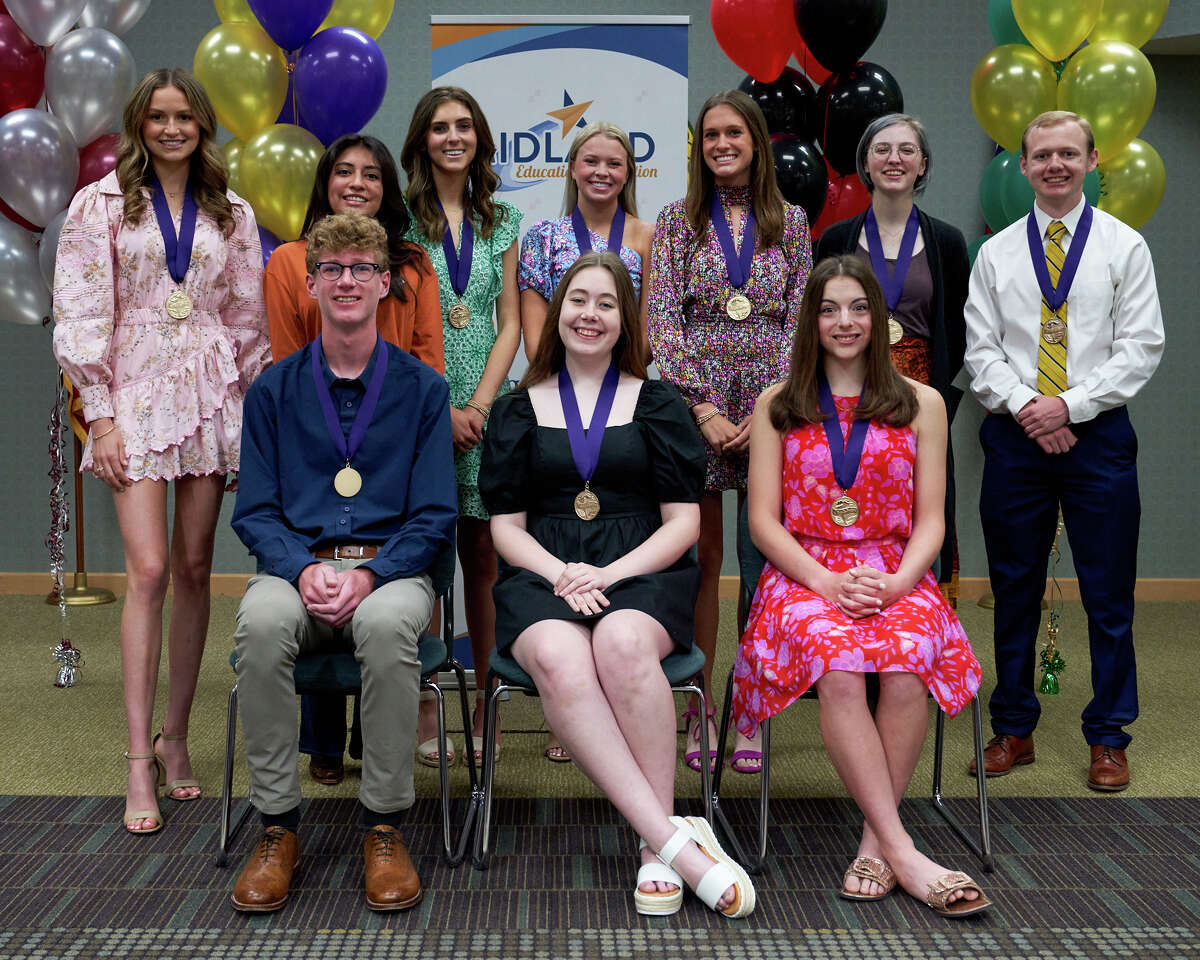 The top 10 students at Midland High gather at the Midland Education Foundation Shining Stars Breakfast at the Midland College Carrasco Room on April 23.