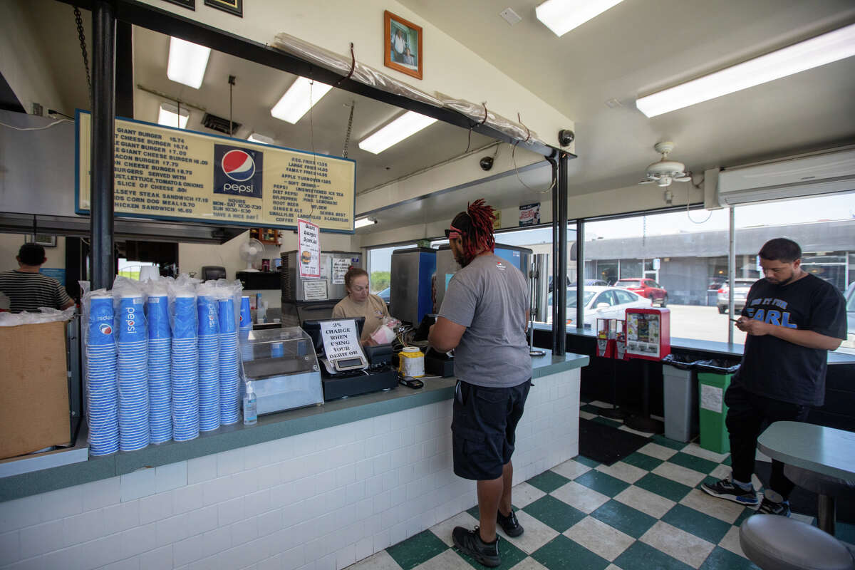 Customers line up to have their order taken at Bud's Giant Burgers in Vallejo, Calif. on May 24, 2023.