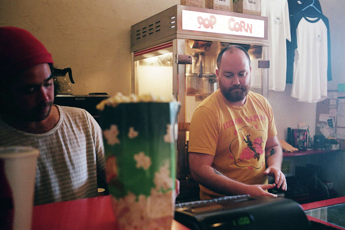 The concession stand at the Palm Theatre in San Luis Obispo, Calif., serves the movie house’s famous popcorn.