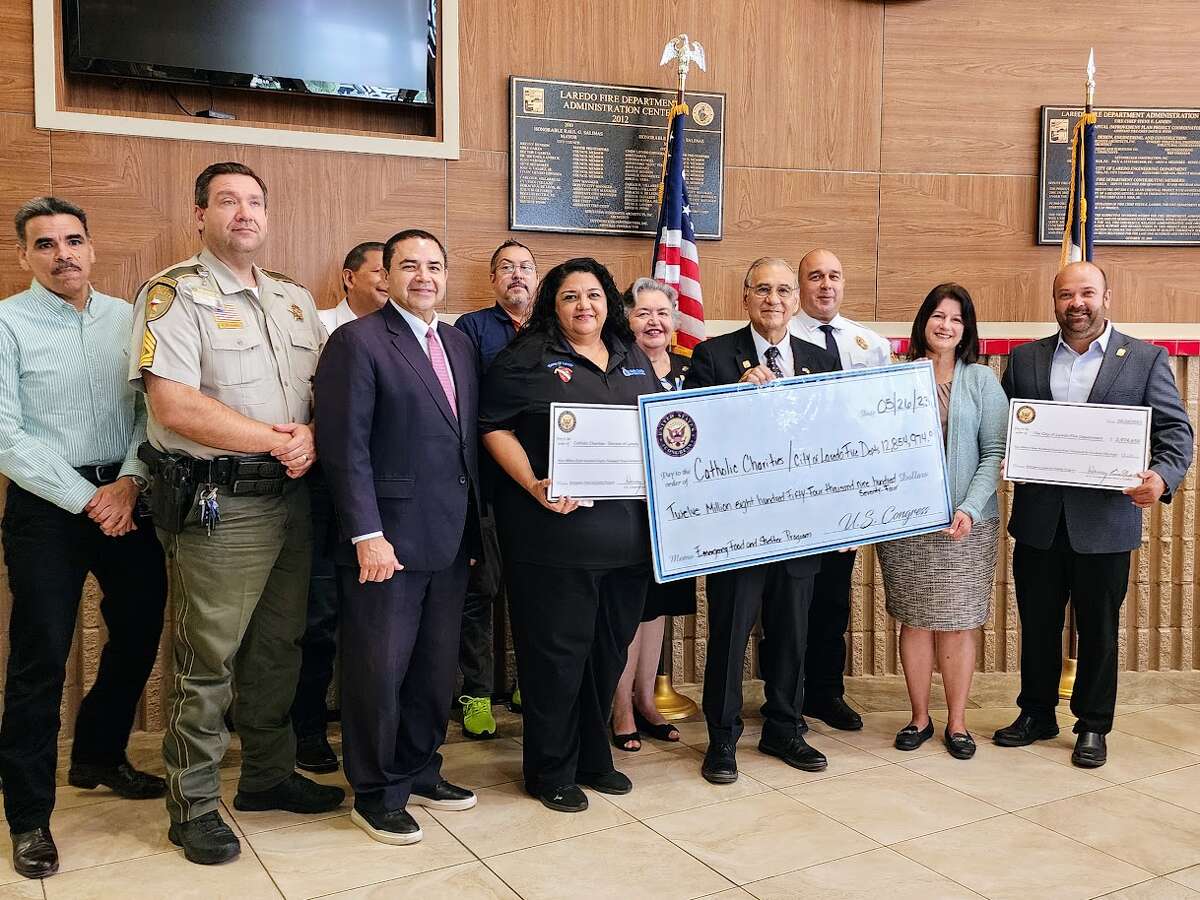 A total of $12,854,974 in federal funding for the Catholic Charities of the Diocese of Laredo and the Laredo Fire Department was announced Friday, May 26, 2023 at the LFD Administrative Center.