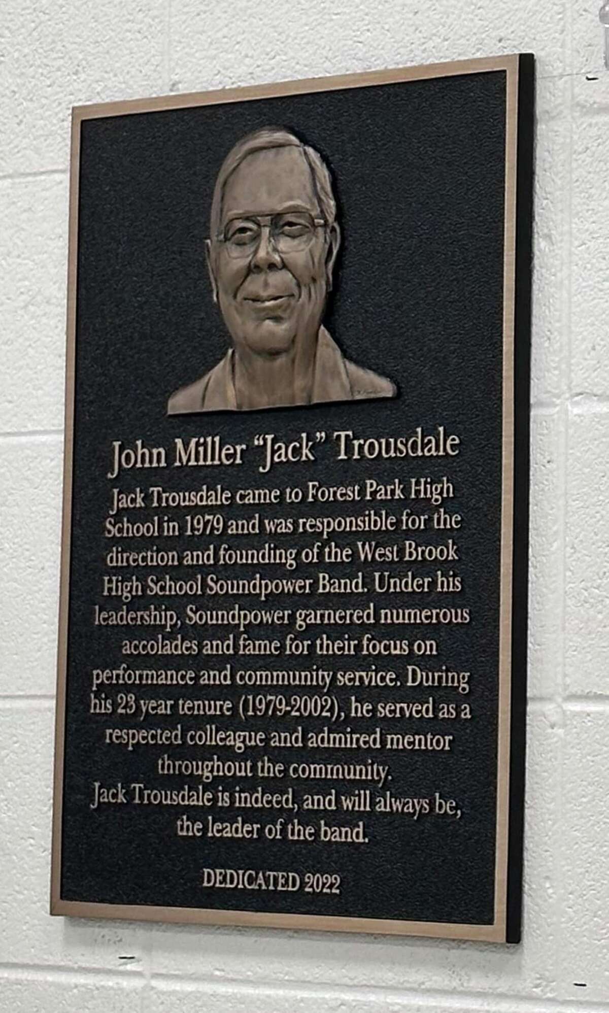 West Brook High School hangs plaque to honor longtime band director