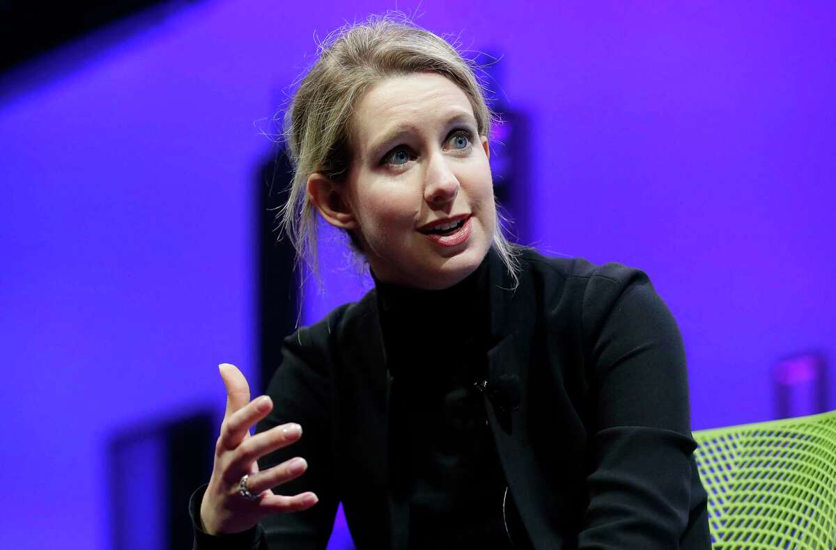 FILE - Elizabeth Holmes, then the CEO of Theranos, speaks at the Fortune Global Forum on Nov. 2, 2015 in San Francisco. As Holmes prepares to report to prison next week, the criminal case that laid bare the blood-testing scam at the heart of her Theranos startup is entering its final phase.
