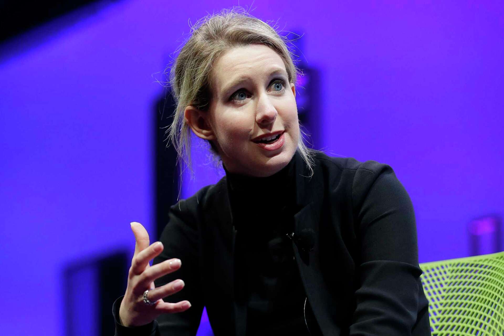 Elizabeth Holmes, then the CEO of Theranos, speaks at a forum on Nov. 2, 2015 in San Francisco