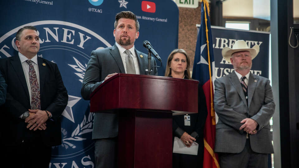 Brent Webster, First Assistant Attorney General of Texas, addresses the media during a press conference in Austin, TX on Thursday, June 9, 2022. 