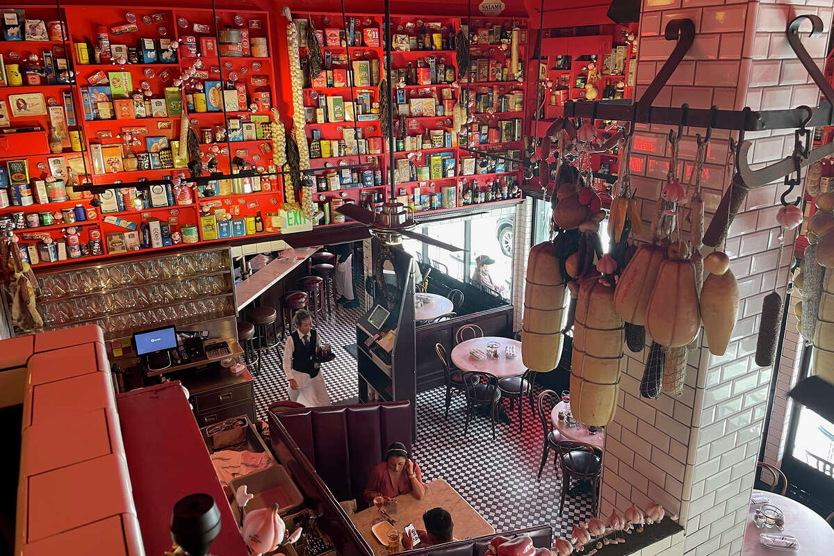 A view inside of the Stinking Rose restaurant, now located on the other side of Columbus Avenue from its original location. 