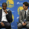 Kevin Durant calls Bob Myers from Monaco on stepping down as Warriors GM