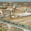 Aerial view of Laredo, Texas on a sunny afternoon with the U.S.-Mexico Border.