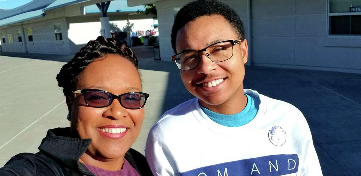 California Assemblywoman Lori Wilson is pictured with her son, Kiren "Ki" Wilson, in 2018, when she was elected mayor of Suisun City.  Kiren Wilson came out as transgender in high school.