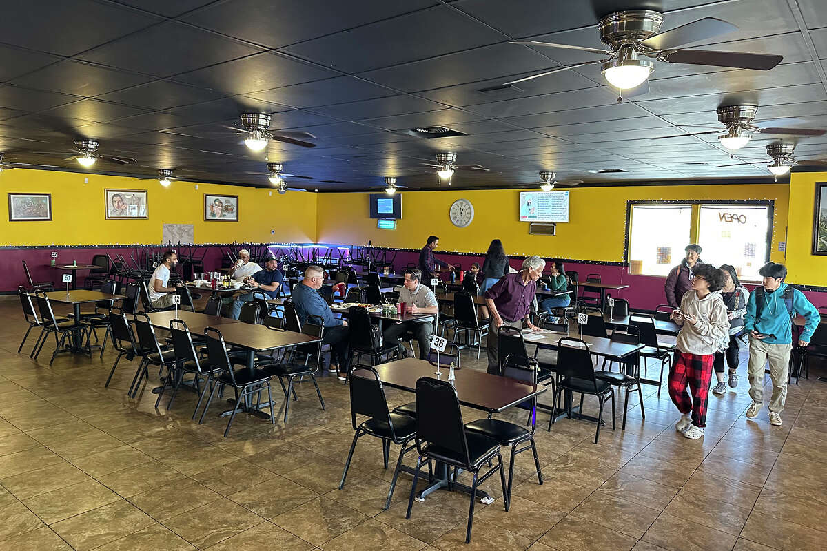 The interior of Taste of India in Buttonwillow, Calif., features a black ceiling to help provide a cool oasis from the Central Valley heat outdoors.  