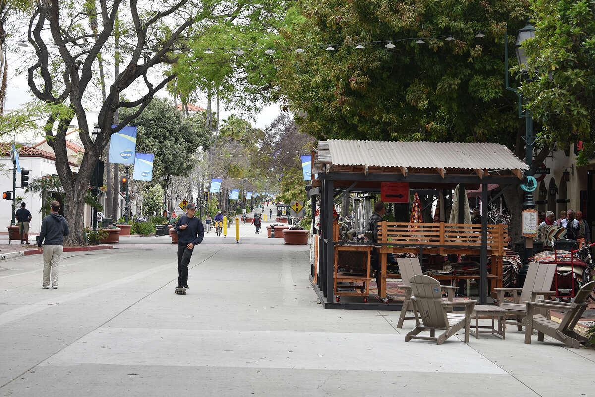 Since May 2020, parklets on State Street in Santa Barbara, Calif., have given restaurants and bars the option to host customers outside. Now the city is looking to make permanent changes to the arterial street. 