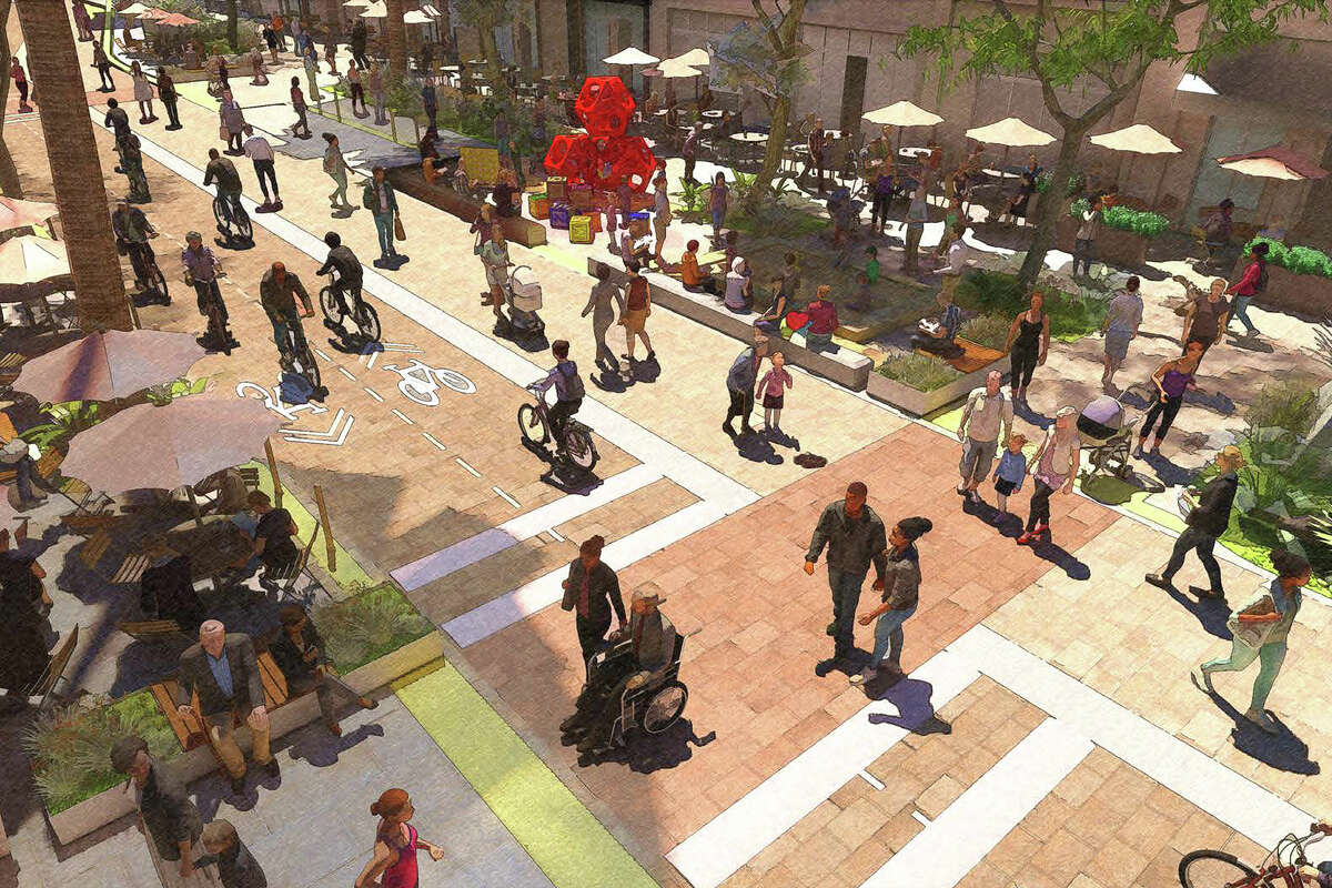 A rendering of State Street that encourages more pedestrian traffic. 