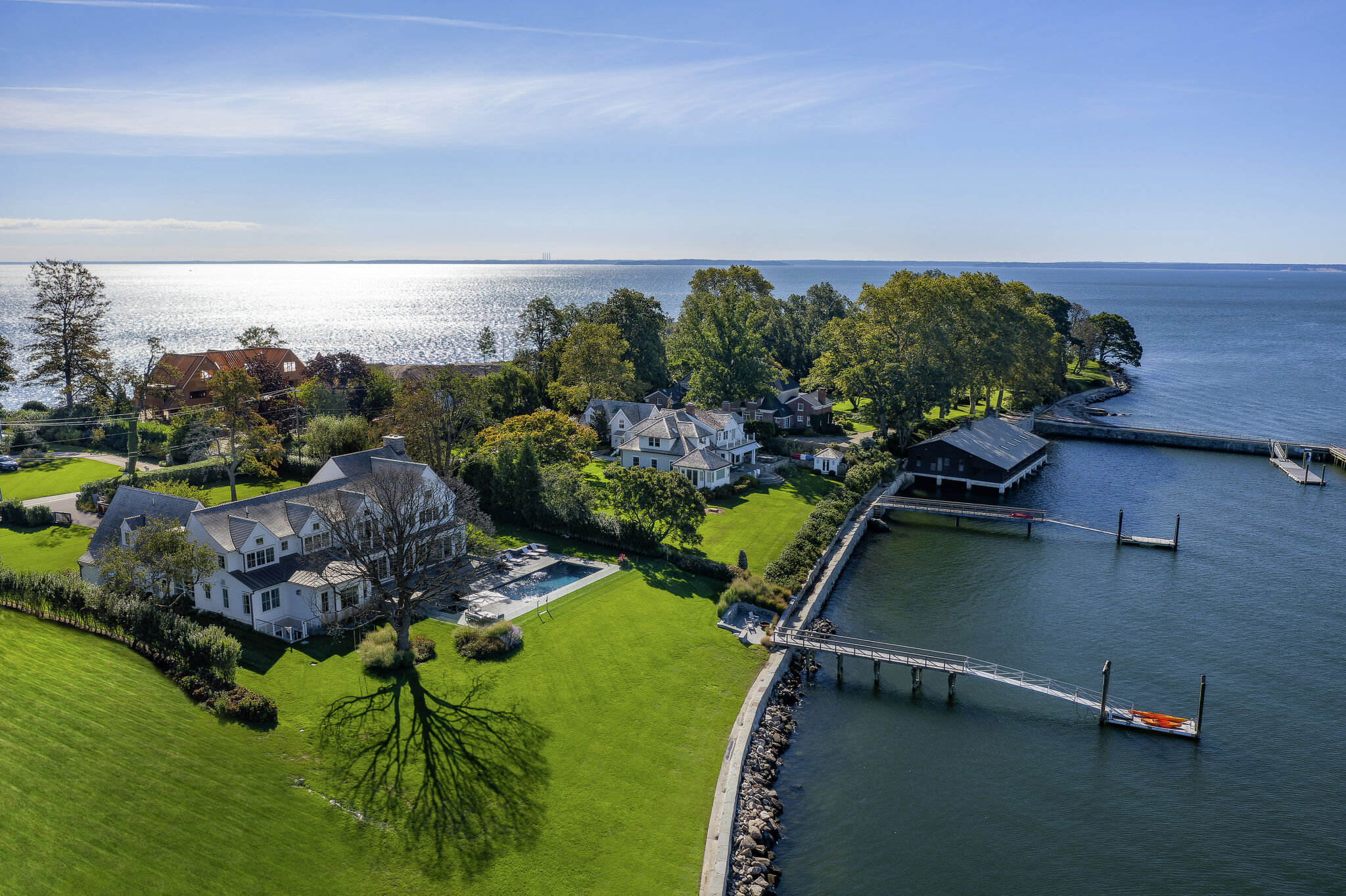Waterfront CT house with views of NYC skyline on sale for 16M