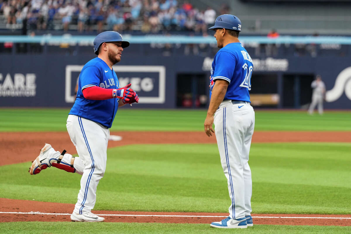 Vladimir Guerrero Jr. #27 of the Toronto Blue Jays sits in the dugout  News Photo - Getty Images