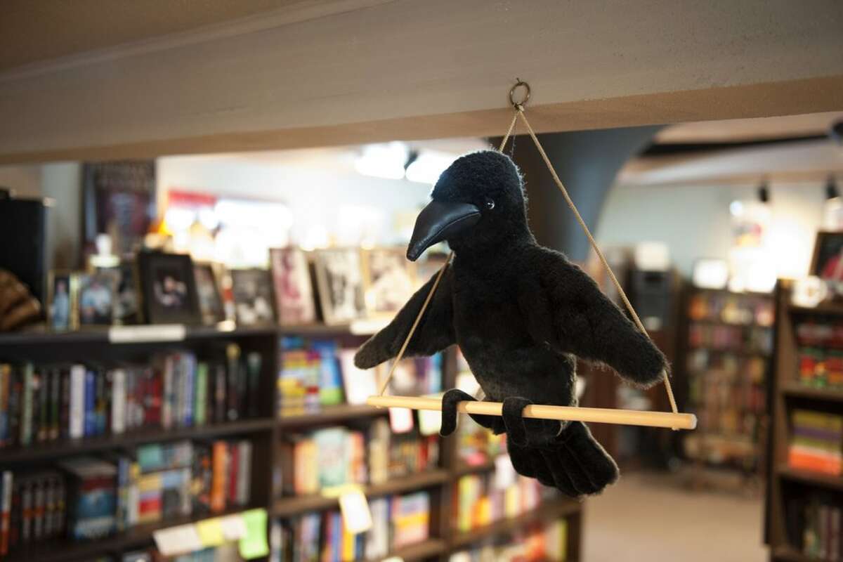 Poe's raven oversees the proceedings at Murder by the Book, a mystery-focused bookshop that's been in business for more than 30 years.