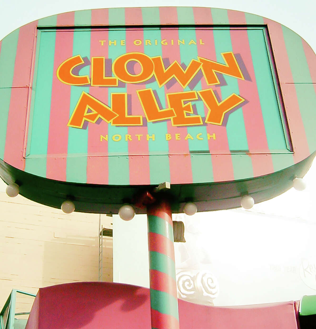 The colorful sign to Clown Alley in San Francisco's North Beach neighborhood. 