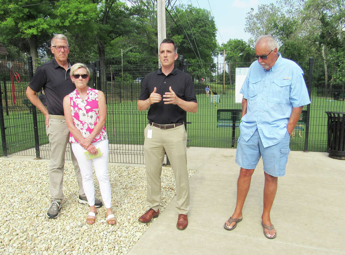 Sign dedication held at Brent Leh Dog Park in Edwardsville