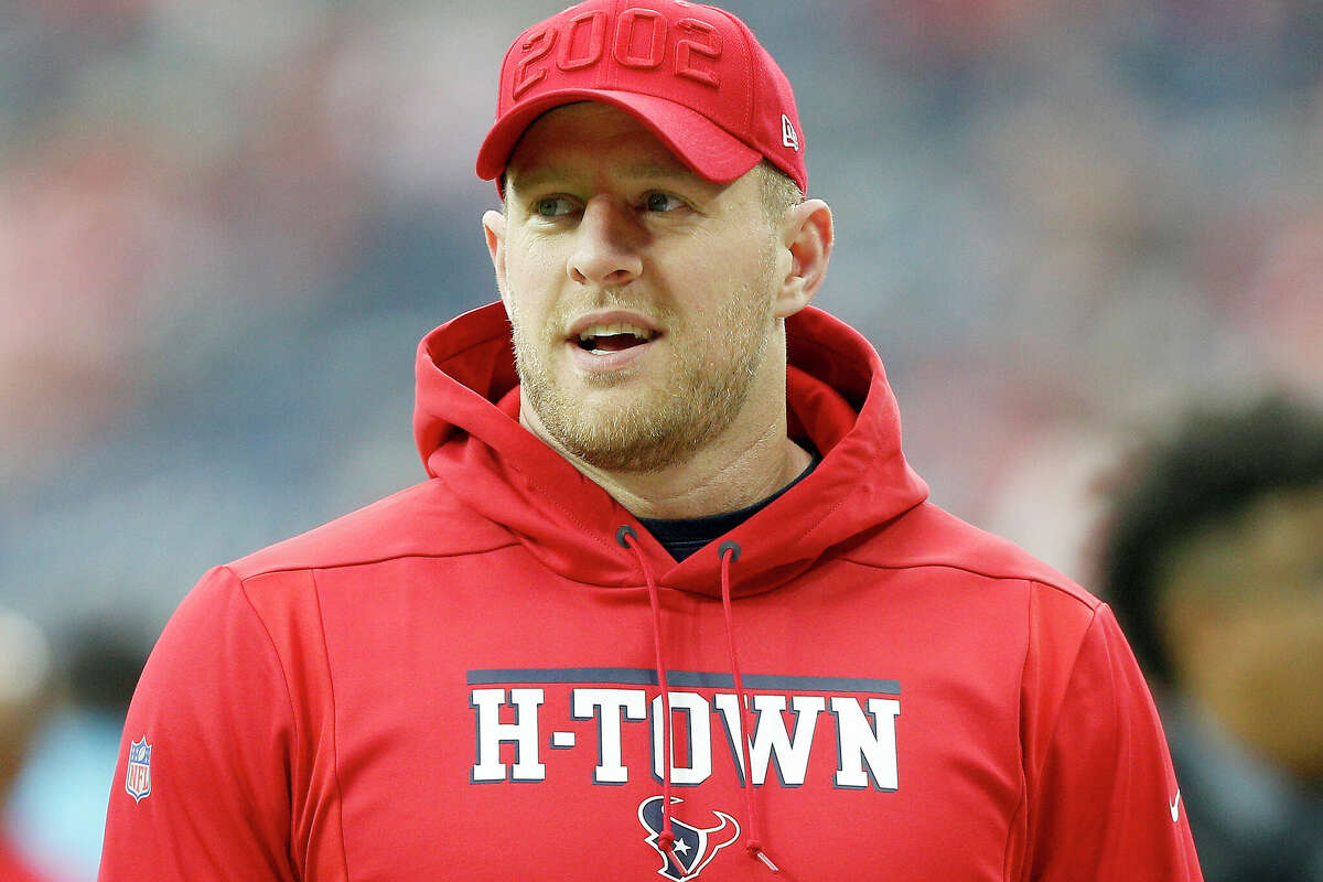 JJ Watt of the Houston Texans looks on during warmups before the game against the Denver Broncos at NRG Stadium on December 08, 2019 in Houston.