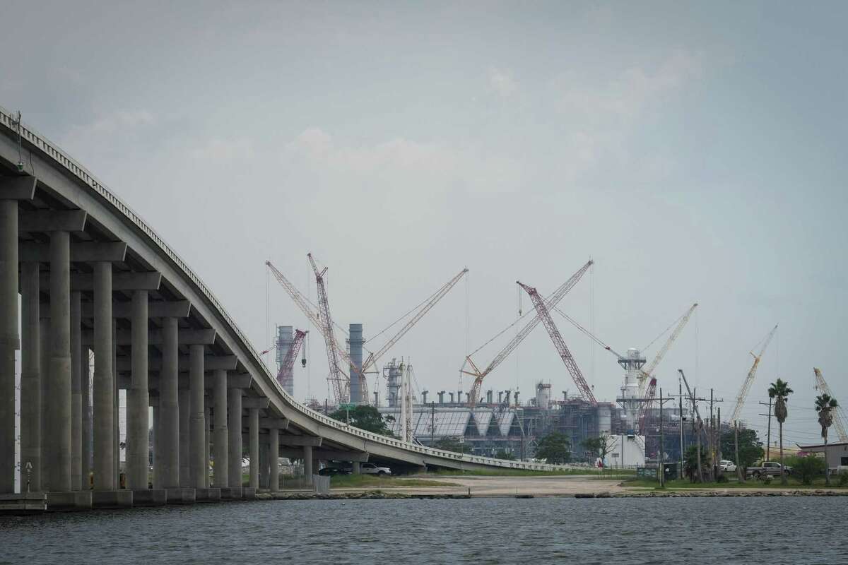 Construction continues on the Golden Pass LNG Terminal, photographed Wednesday, June 7, 2023, in Sabine Pass. The photo was taken from the Louisiana side of the Sabine River.