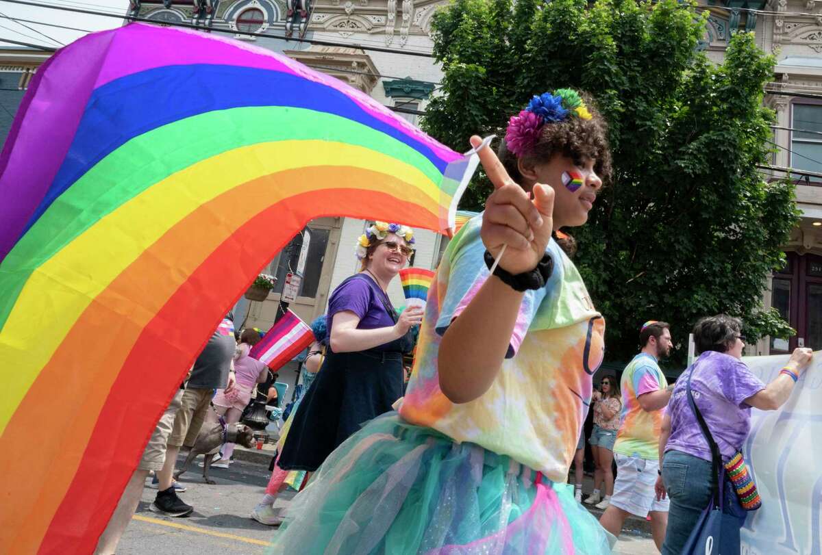 The Capital Pride Parade makes its way up Lark St. on Sunday, June 11, 2023, in Albany, N.Y. Music and festivities followed in Washington Park. (Lori Van Buren/Times Union)