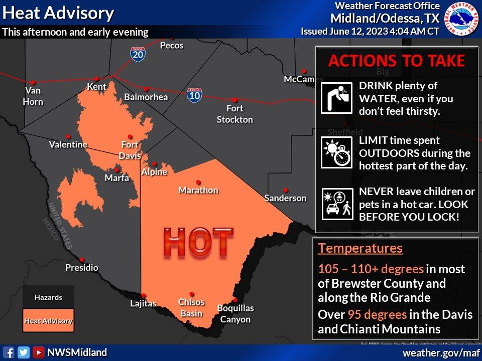 Midland weather forecast Extreme heat through end of week