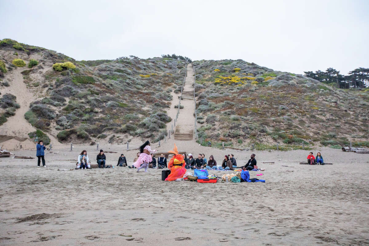The heart of SF beats on at a sunset drag show on Baker Beach