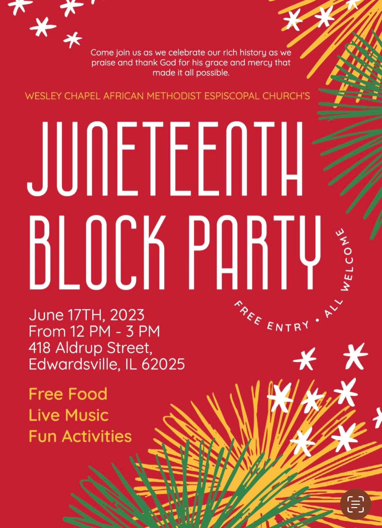 Block party Saturday at Wesley Chapel among Juneteenth events