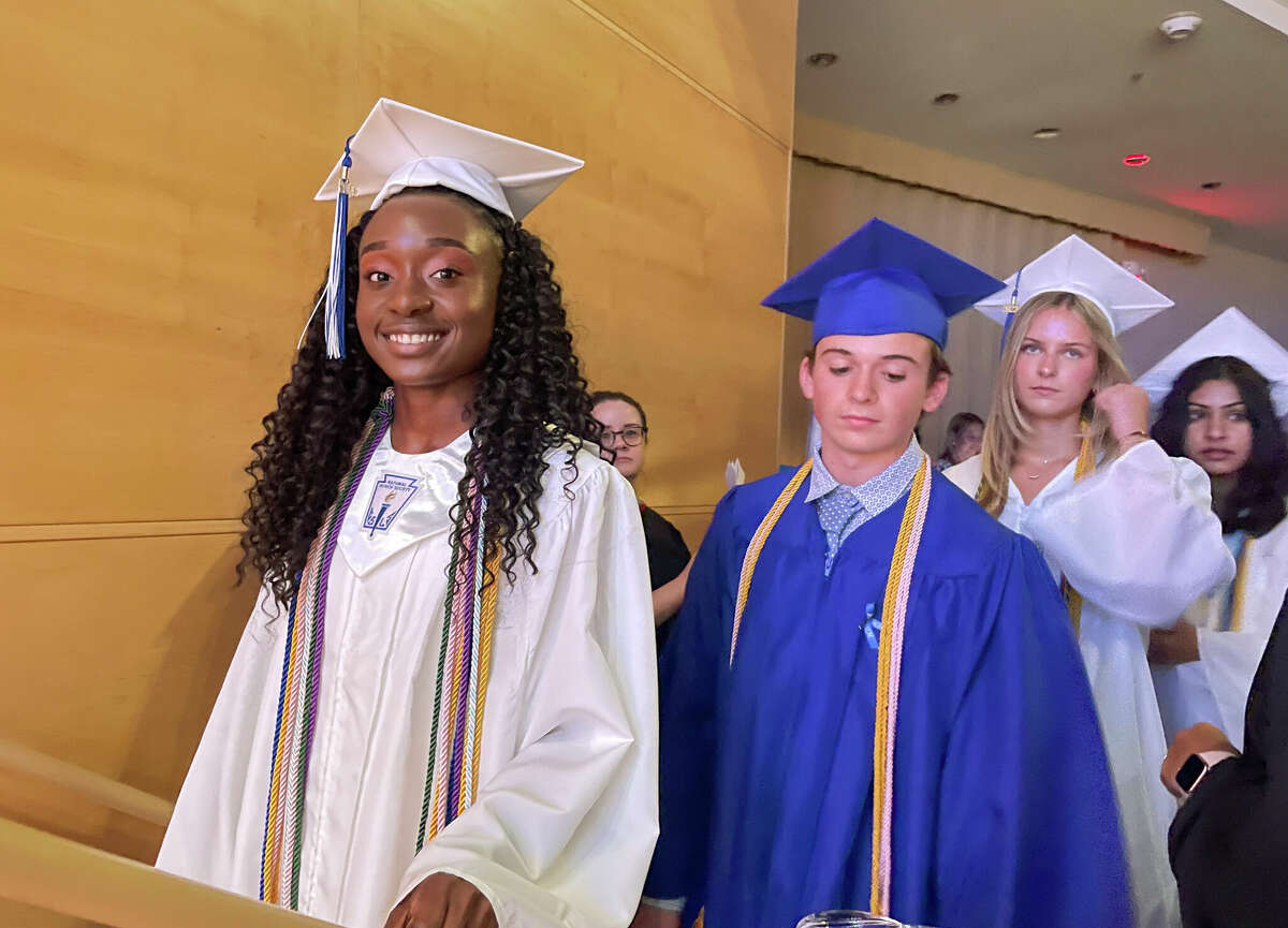 Photos Darien High School 2023 graduation ends with a rainbow