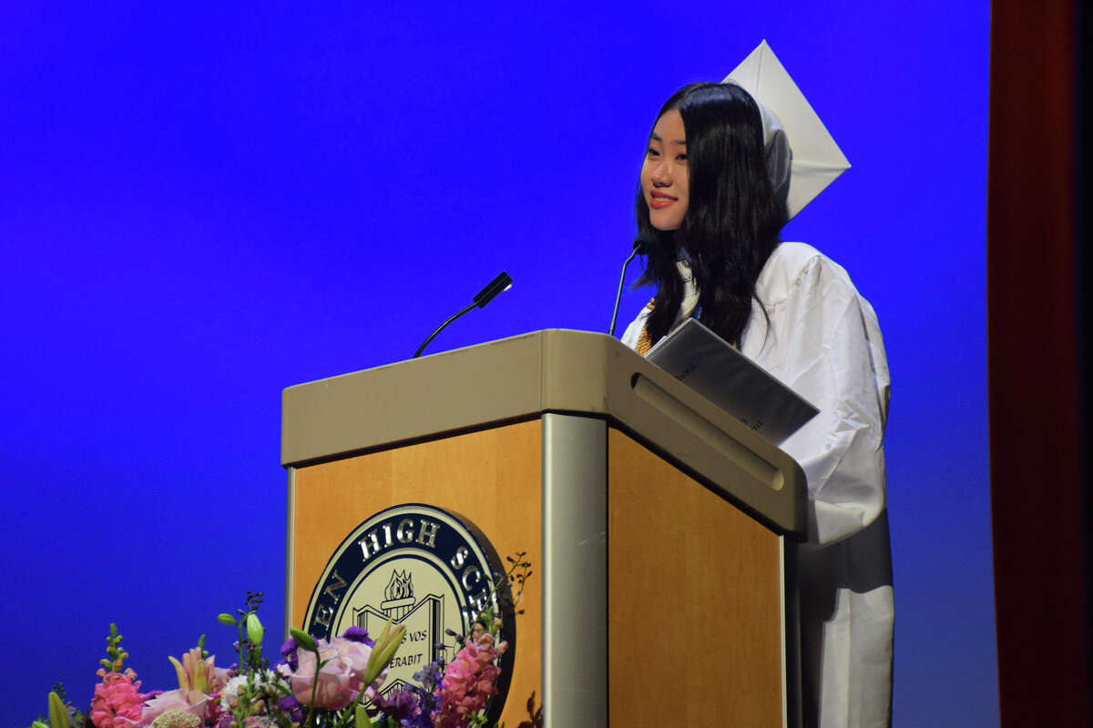 Photos Darien High School 2023 graduation ends with a rainbow